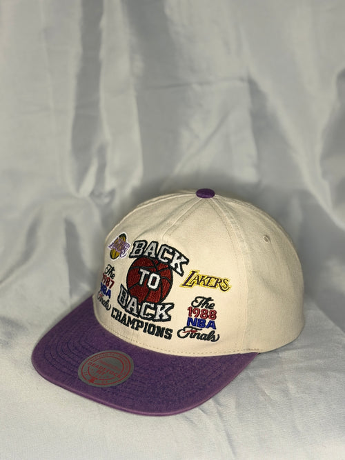 Mitchell & Ness Lakers 1987 1988 Back to Back Champions Deadstock Snapback
