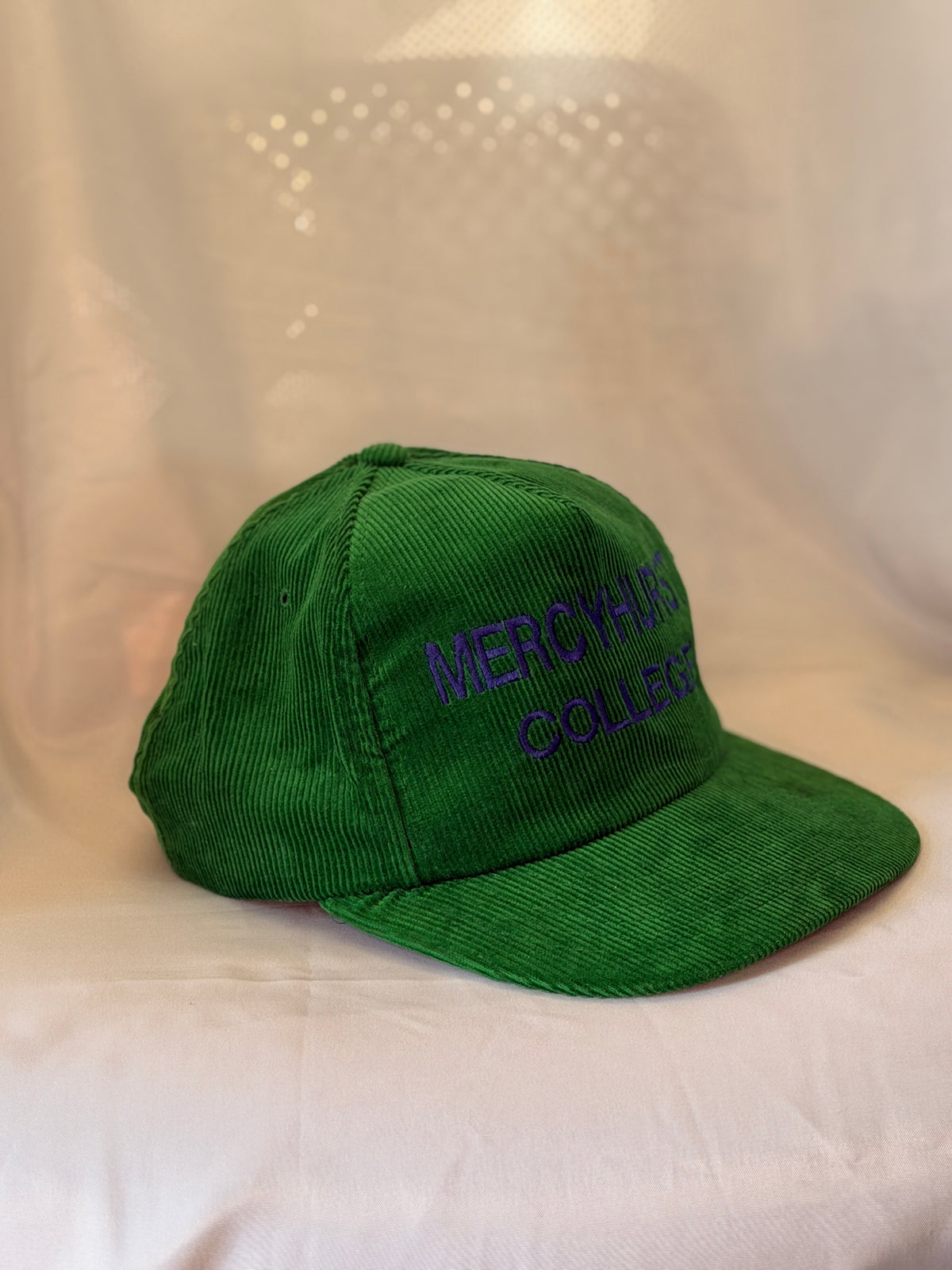 Vintage Mercyhurst College Green Corduroy Yupoong Snapback Hat