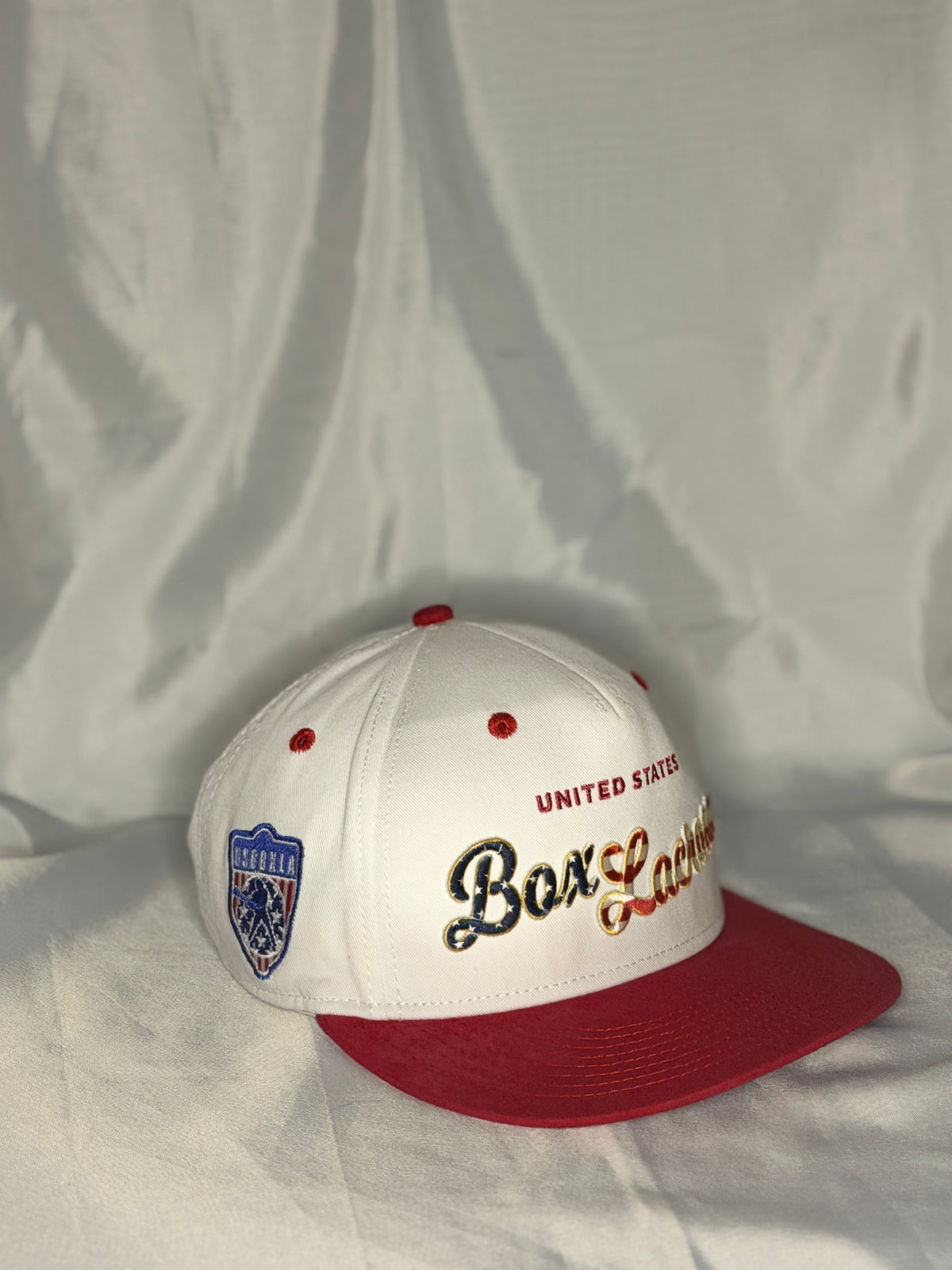 Rude Brand USBOXLA United States Box Lacrosse Snapback Hat White Red LAX