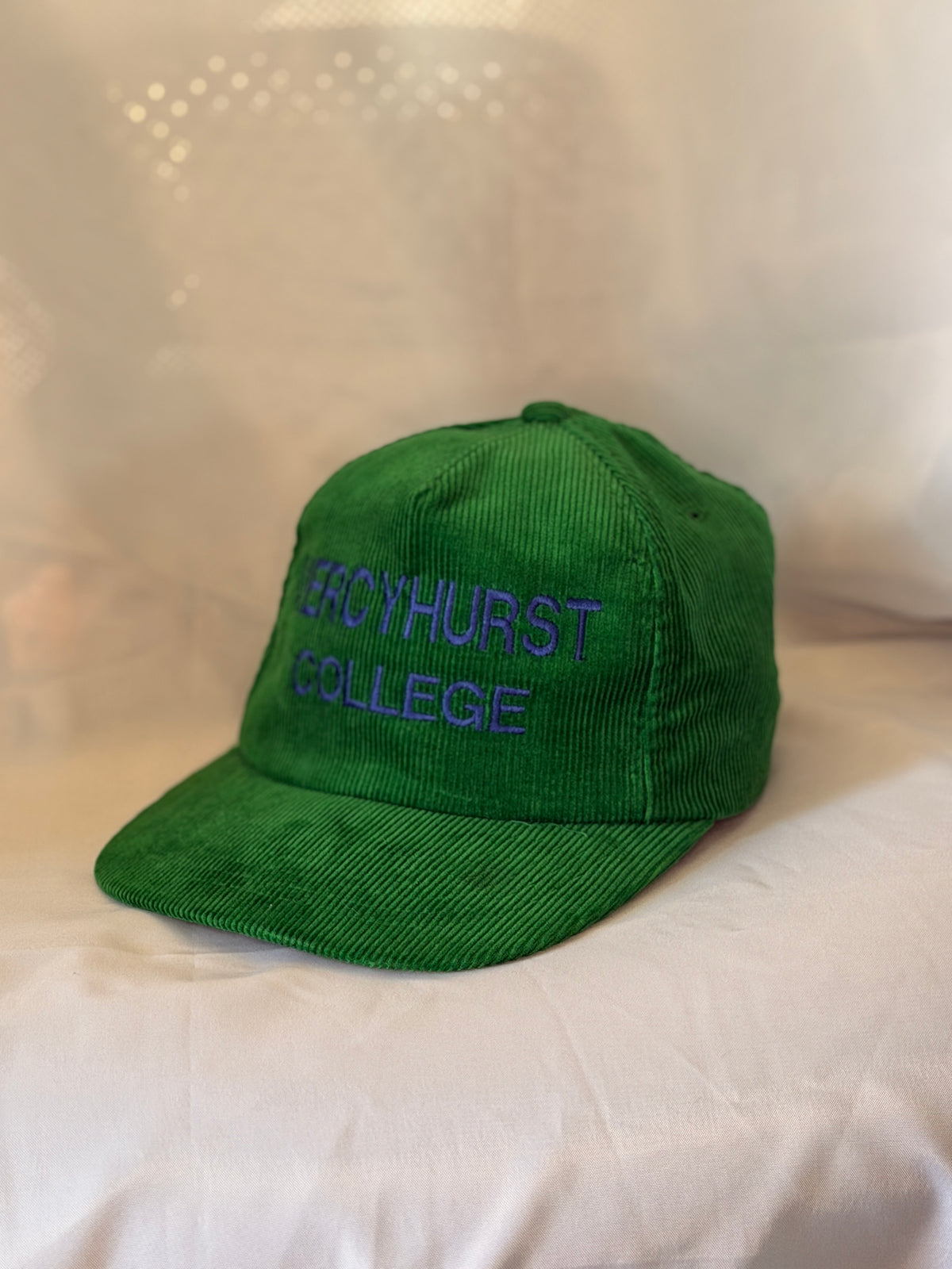 Vintage Mercyhurst College Green Corduroy Yupoong Snapback Hat