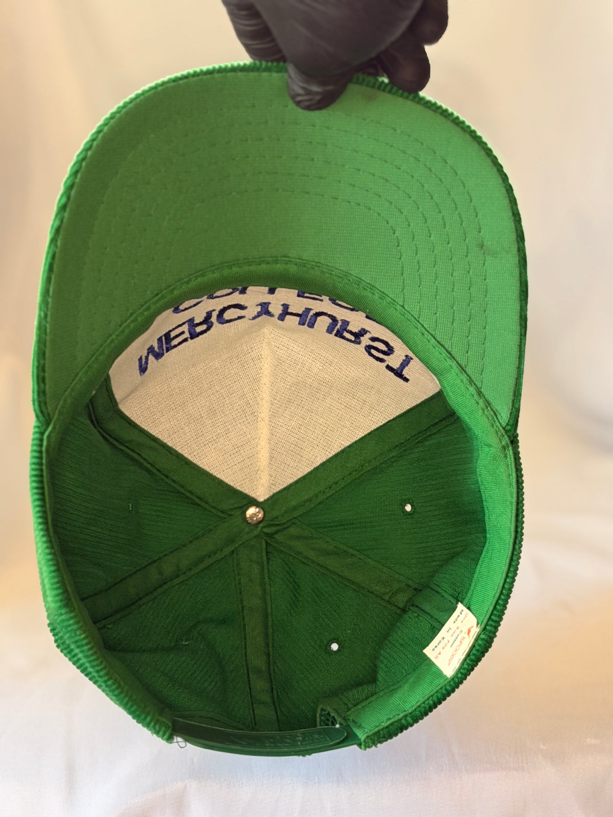 Vintage Mercyhurst College Green Corduroy Yupoong Snapback Hat
