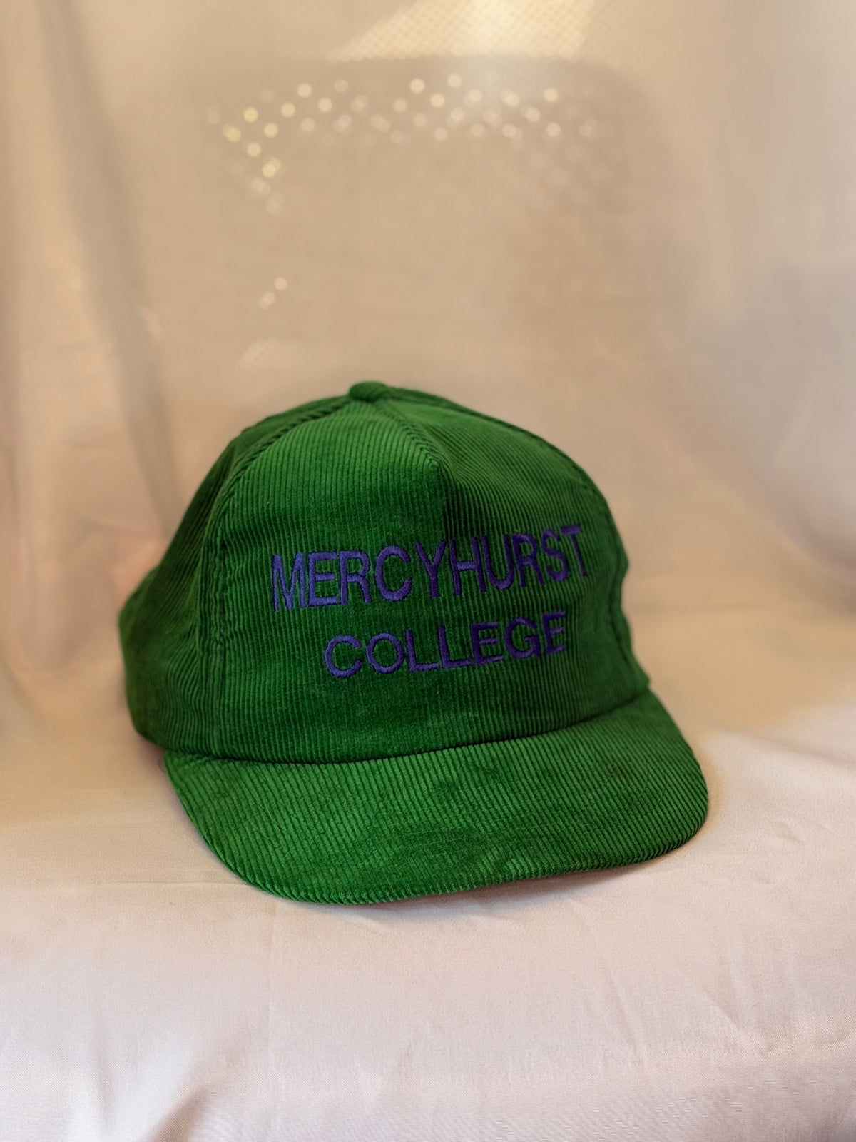 Vintage Mercyhurst College Green Corduroy Yupoong Snapback Hat